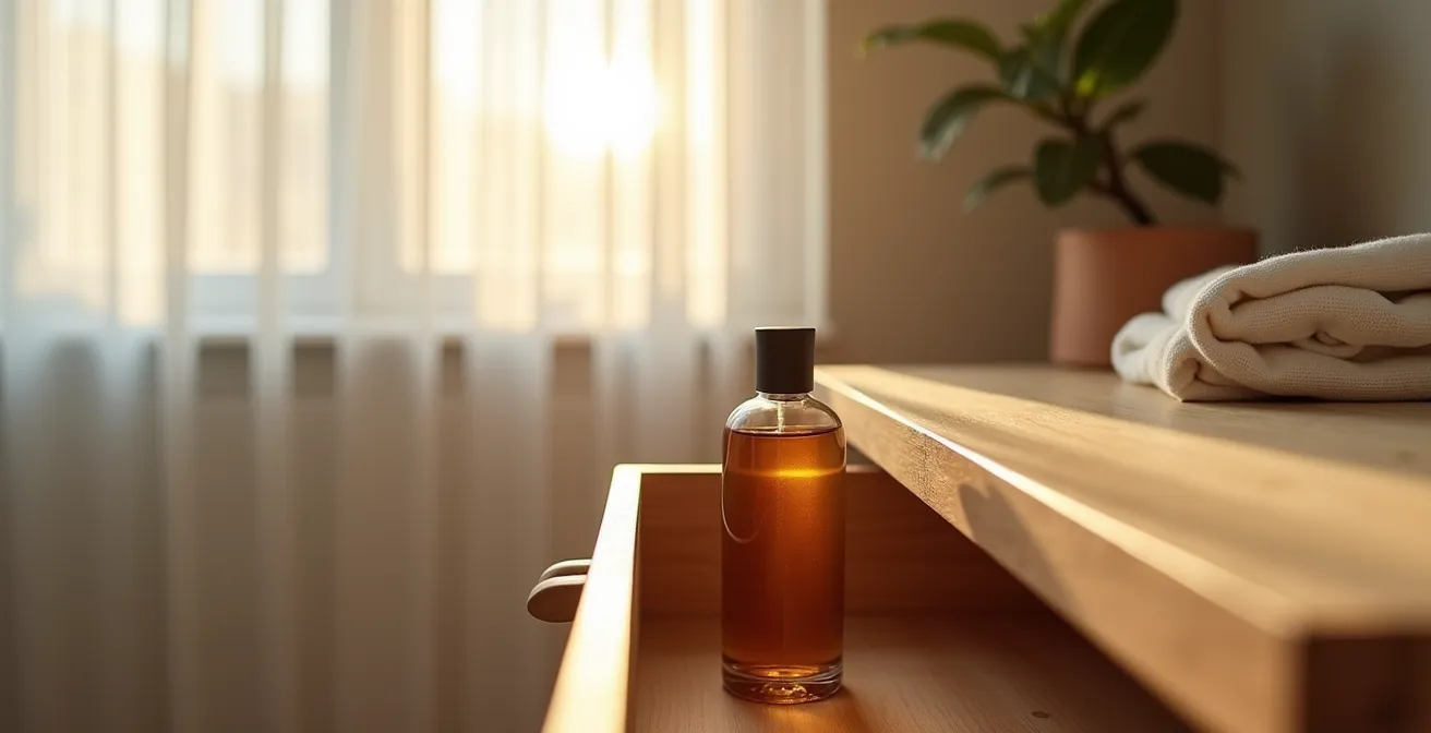 Flacon de parfum naturel dans un environnement de conservation idéal