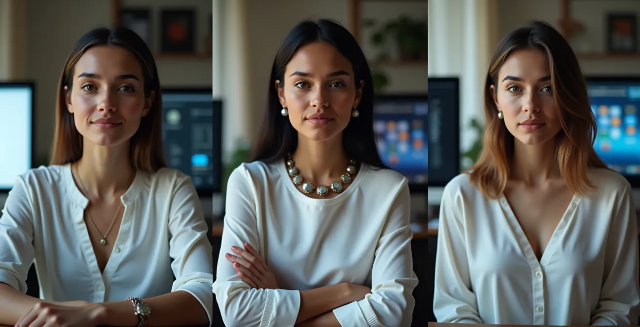 Trois personnes portant différents types de cols en situation de visioconférence